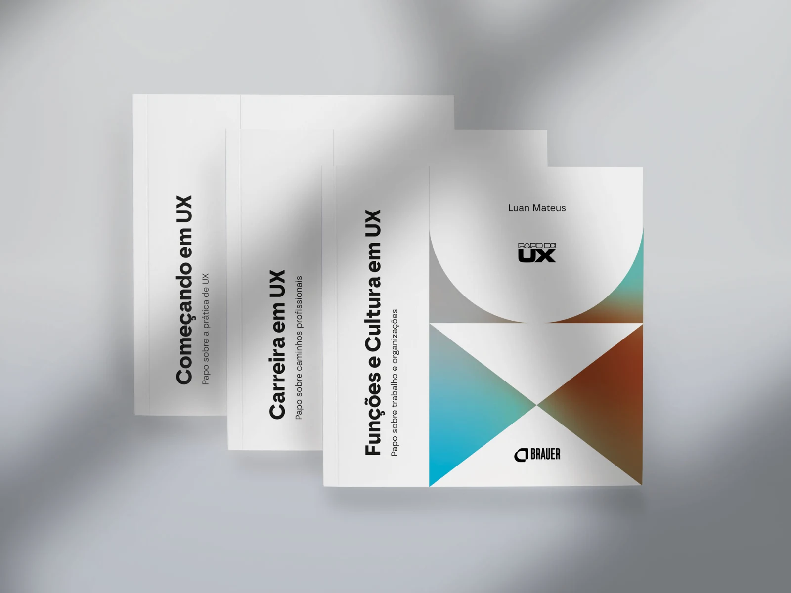 Os três livros da caixa Papo de UX — Vol. 1: Começando em UX, Carreira em UX e Funções e Cultura em UX
